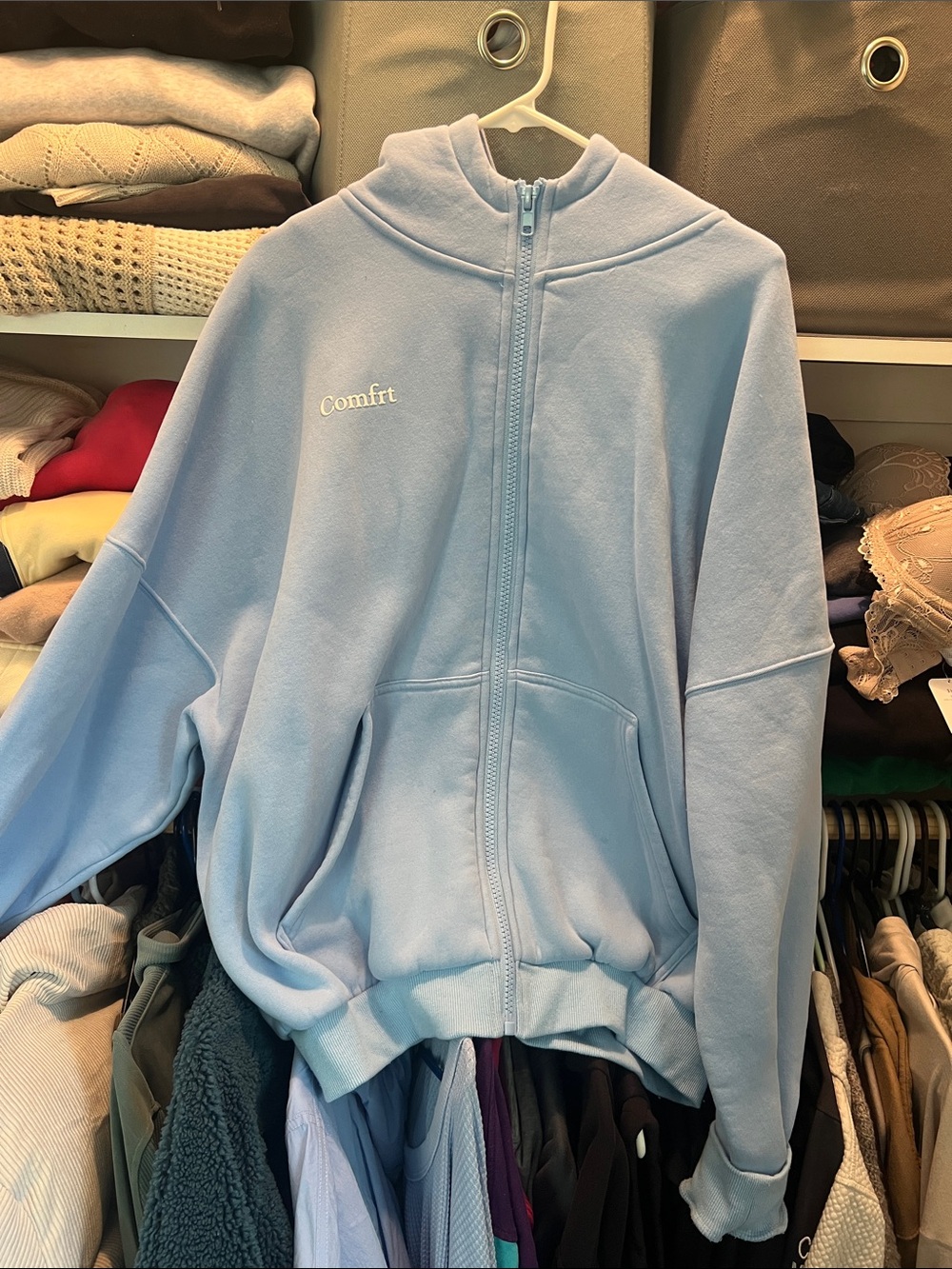 Comfrt Light Blue Zip-Up Hoodie